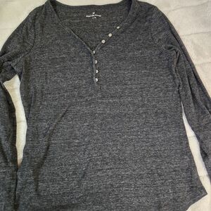 Gray Long Sleeve Henley Top